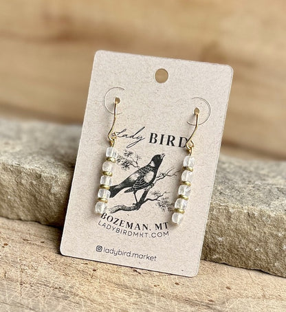 Moonstone Gemstone Dangle Earrings with Gold or Silver Accents (Copy)