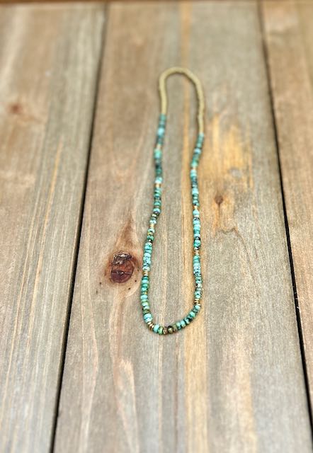 African Turquoise Stretchy Boho Gemstone Necklace