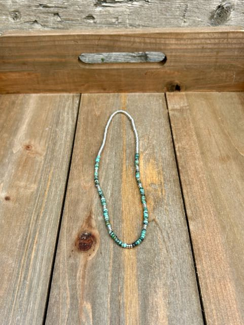 African Turquoise Stretchy Boho Gemstone Necklace