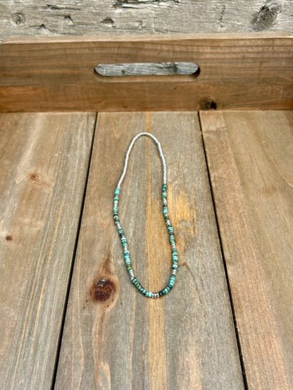 African Turquoise & Gold or Silver Stretchy Boho Gemstone Necklace