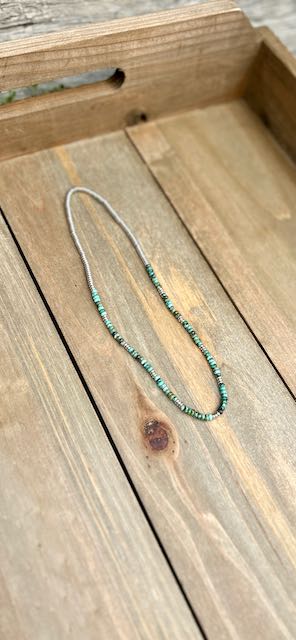 African Turquoise & Gold or Silver Stretchy Boho Gemstone Necklace