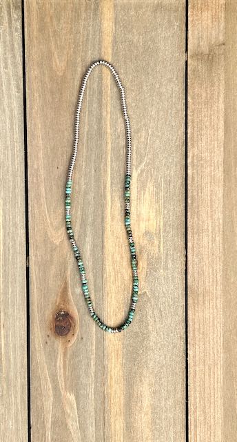 African Turquoise & Gold or Silver Stretchy Boho Gemstone Necklace