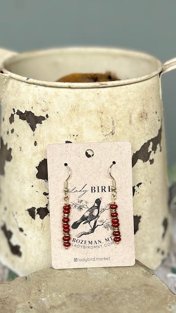 Red Jasper & Silver or Gold Gemstone Earrings