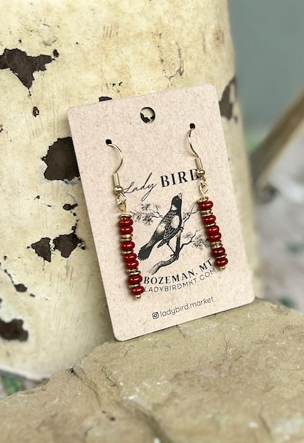 Red Jasper & Silver or Gold Gemstone Earrings