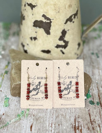 Red Jasper & Silver or Gold Gemstone Earrings