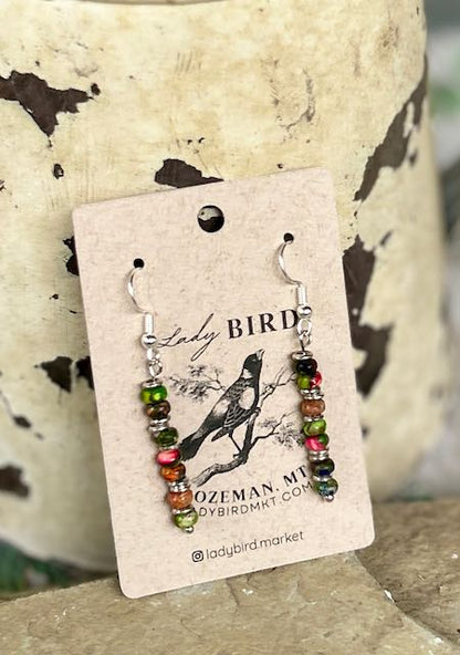 Mixed Imperial Jasper & Silver or Gold Gemstone Dangle Earrings