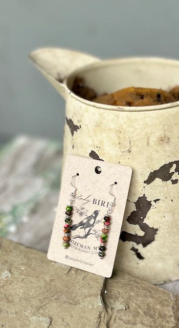 Mixed Imperial Jasper & Silver or Gold Gemstone Dangle Earrings