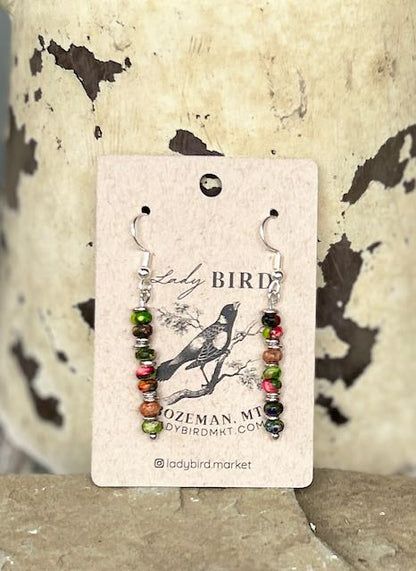 Mixed Imperial Jasper & Silver or Gold Gemstone Dangle Earrings