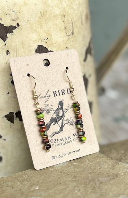 Mixed Imperial Jasper & Silver or Gold Gemstone Dangle Earrings