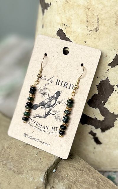 Kambaba Jasper & Silver or Gold Gemstone Dangle Earrings