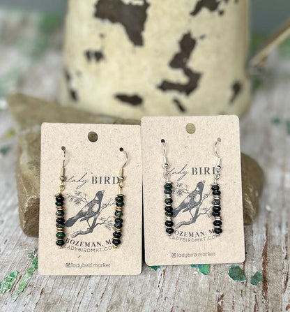 Kambaba Jasper & Silver or Gold Gemstone Dangle Earrings