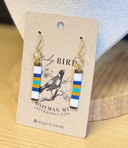 Coastal Mosaic Tila Bead Dangle Earrings | Handmade Boho Jewelry