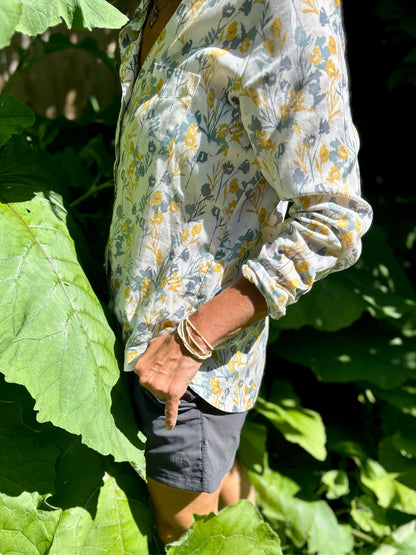 Creamy White & Gold or Silver Striped Beaded 5-Wrap Boho Bracelet