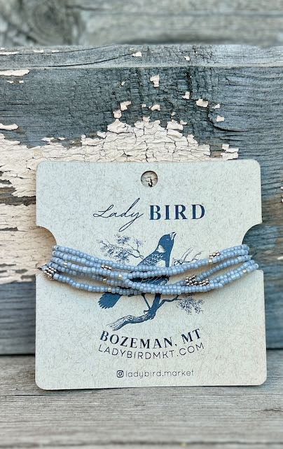 Light Grey & Silver Sprinkled Seed Bead Boho Wrap Bracelet