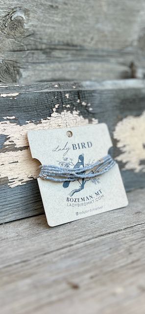 Light Grey & Silver Sprinkled Seed Bead Boho Wrap Bracelet