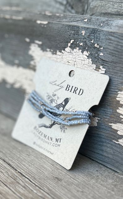 Light Grey & Silver Sprinkled Seed Bead Boho Wrap Bracelet