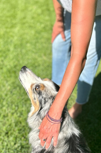 Silver Arrow & Lilac Boho Beaded 5-Wrap Bracelet