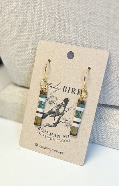 Mellow Meadow Patterned Tila Bead Earrings