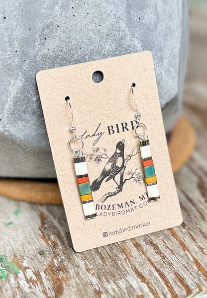 Harvest Patterned Beaded Tile Dangle Earrings Take 2