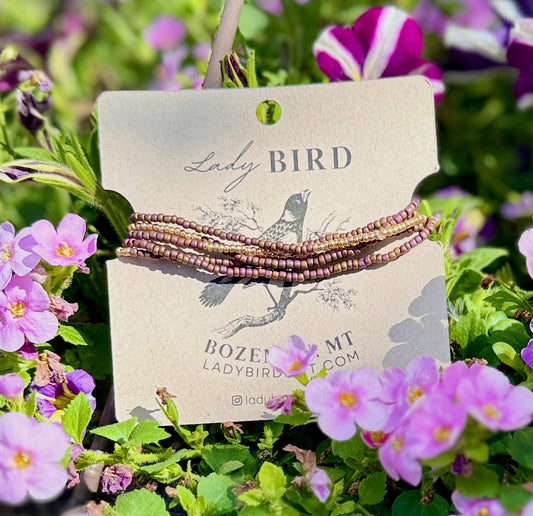 Copper Rainbow & Gold Striped or Sprinkled Seed Bead Wrap Bracelet or Necklace