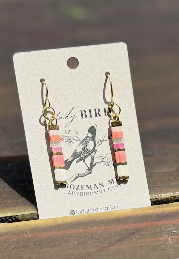 Citrus Glow Tila Bead Dangle Earrings in Silver or Gold