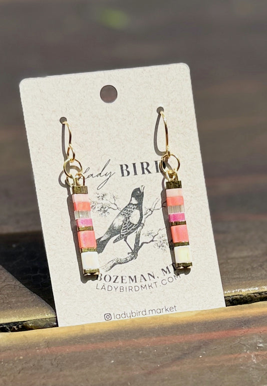 Citrus Glow Tila Bead Dangle Earrings in Silver or Gold