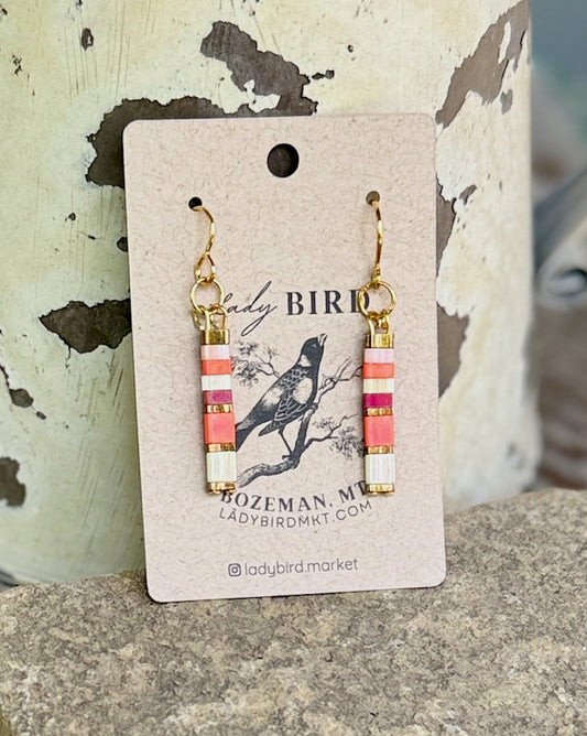 Citrus Glow Tila Bead Dangle Earrings in Silver or Gold
