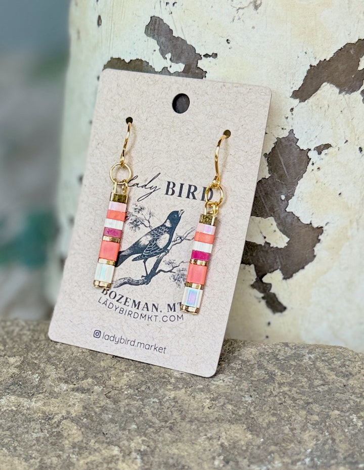 Citrus Glow Tila Bead Dangle Earrings in Silver or Gold