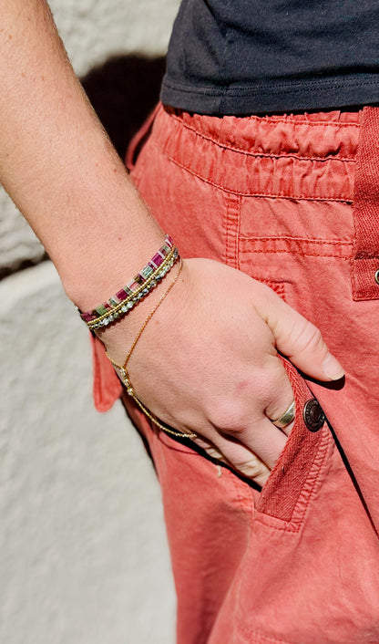 Purple Haze Gold or Silver Stretchy Tila Bead Bracelet Stack