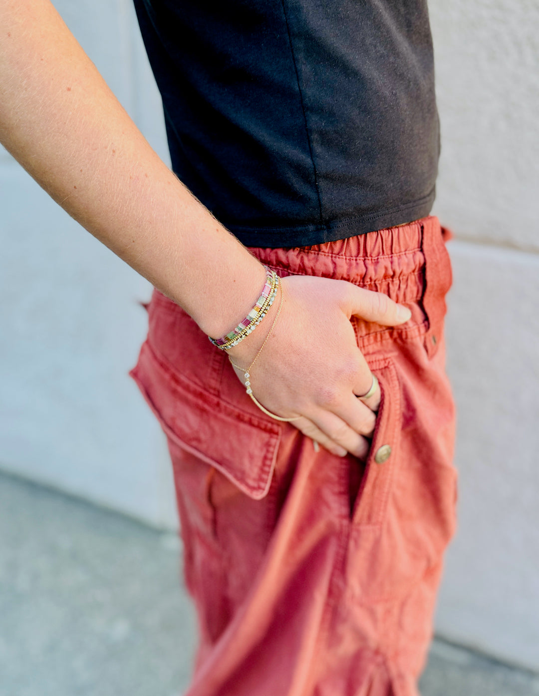 Purple Haze Gold or Silver Stretchy Tila Bead Bracelet Stack