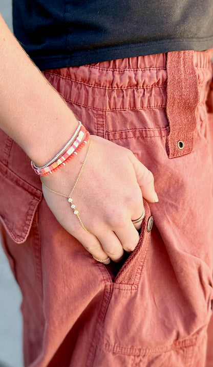 Citrus Glow Gold or Silver Stretchy Tila Bead Bracelet Stack
