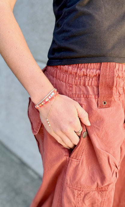 Citrus Glow Gold or Silver Stretchy Tila Bead Bracelet Stack