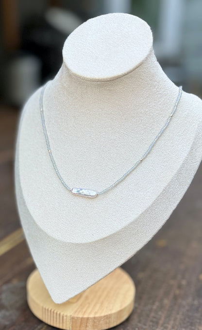 Opal Rainbow Seed Bead & Freshwater Pearl Bar Necklace | Lady Bird Jewelry
