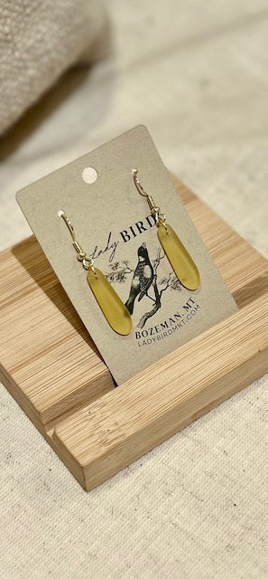 Desert Golden Yellow Sea Glass-Style Dangle Earrings