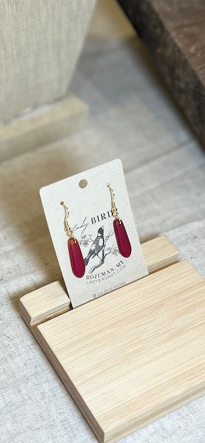 Deep Ruby Red Sea Glass-Style Dangle Earrings