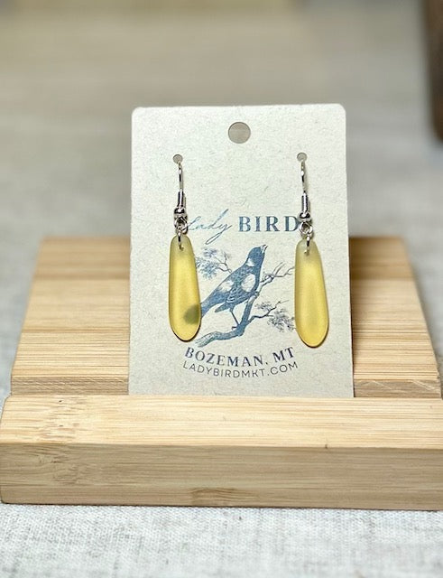 Desert Golden Yellow Sea Glass-Style Dangle Earrings