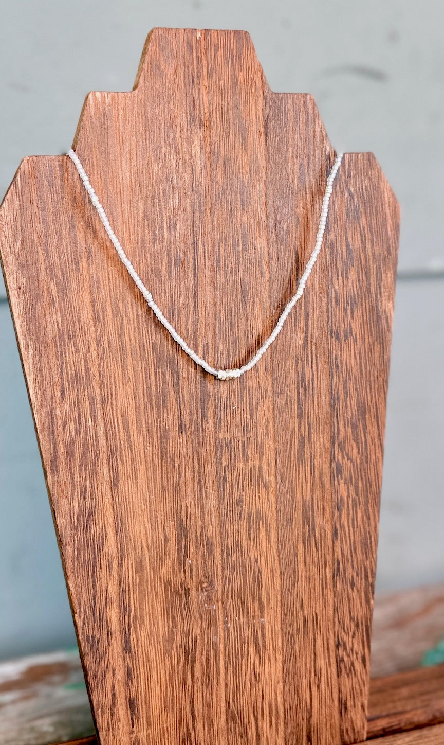 Pearlescent Moonstone Seed Bead Necklace with Pure Thai Silver