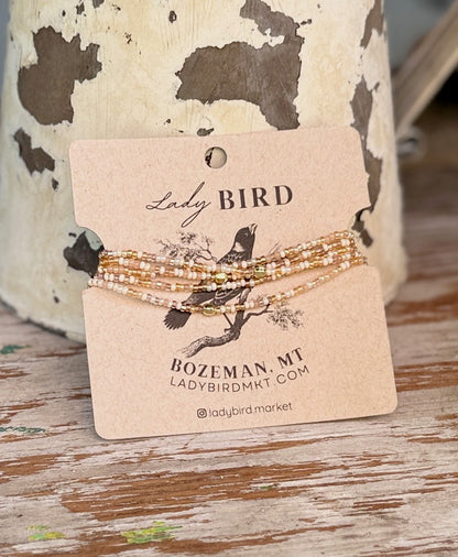 Desert Sands Neutral Seed Bead Bracelet or Necklace – Gold or Silver