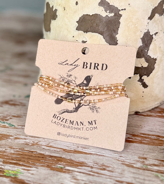Desert Sands Neutral Seed Bead Bracelet or Necklace – Gold or Silver