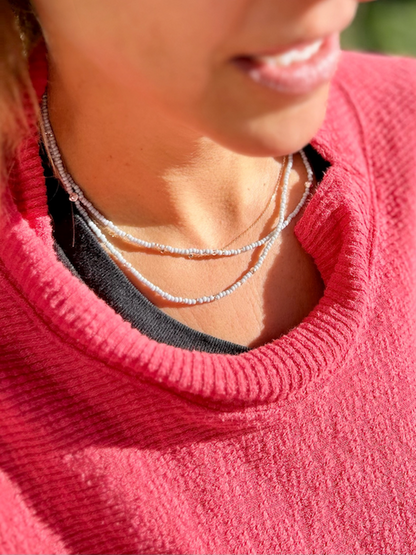 Light Grey & Silver Sprinkled Seed Bead Boho Wrap Bracelet