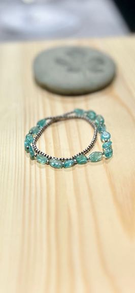 Light Blue Aquamarine & Silver Beaded Gemstone Bracelet