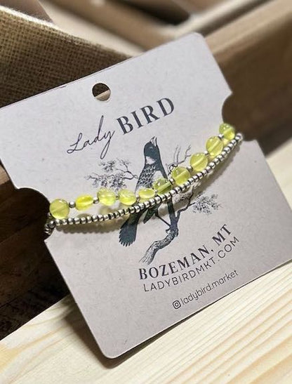 Yellow Citrine & Silver Beaded Gemstone Bracelet