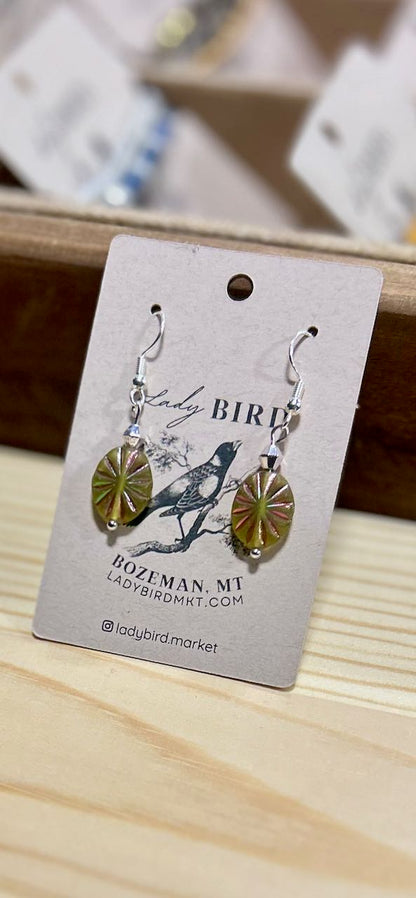 Lemony Sparkle Etched Glass Dangle Earrings