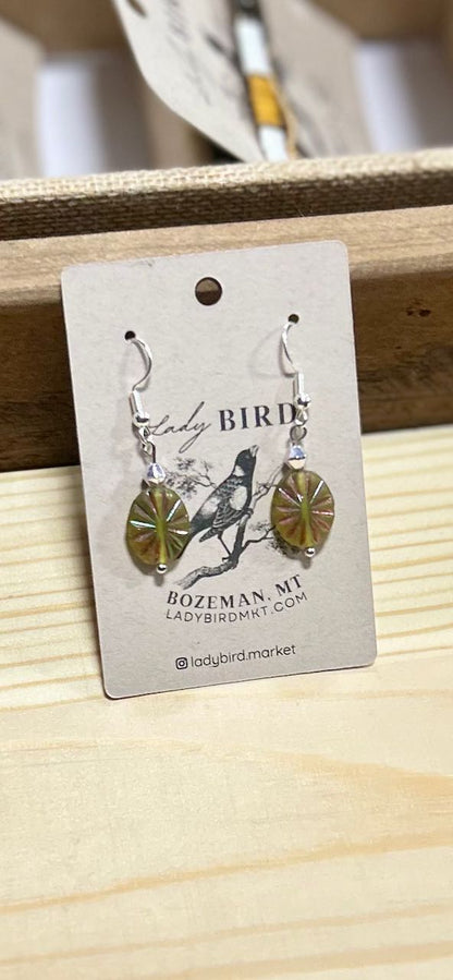 Lemony Sparkle Etched Glass Dangle Earrings