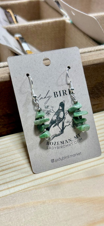 Vibrant Green Chrome Diopside Gemstone Dangle Earrings