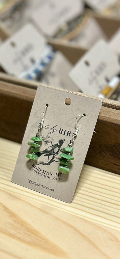 Vibrant Green Chrome Diopside Gemstone Dangle Earrings