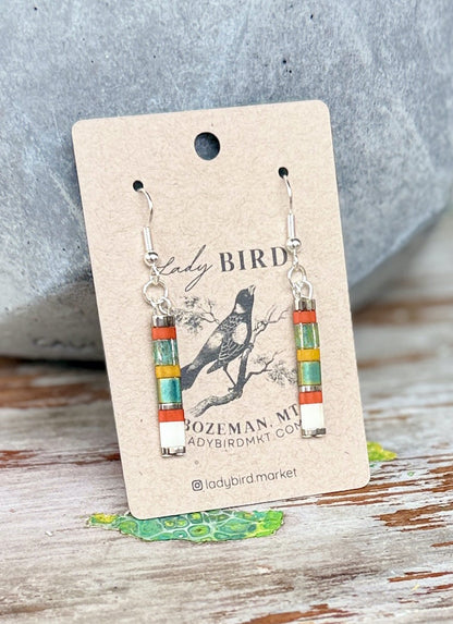 Autumn Harvest-Hued Miyuki Tila Bead Dangle Earrings