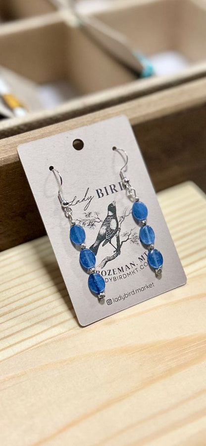 Vibrant Blue Kayanite Gemstone Dangle Earrings