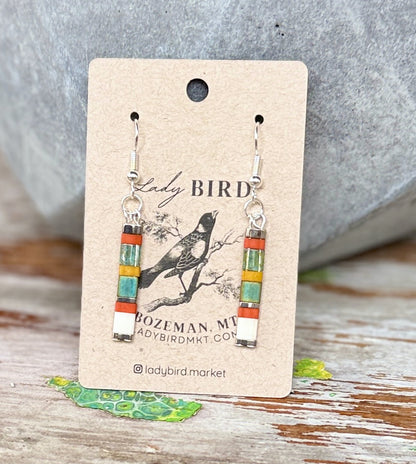 Autumn Harvest-Hued Miyuki Tila Bead Dangle Earrings