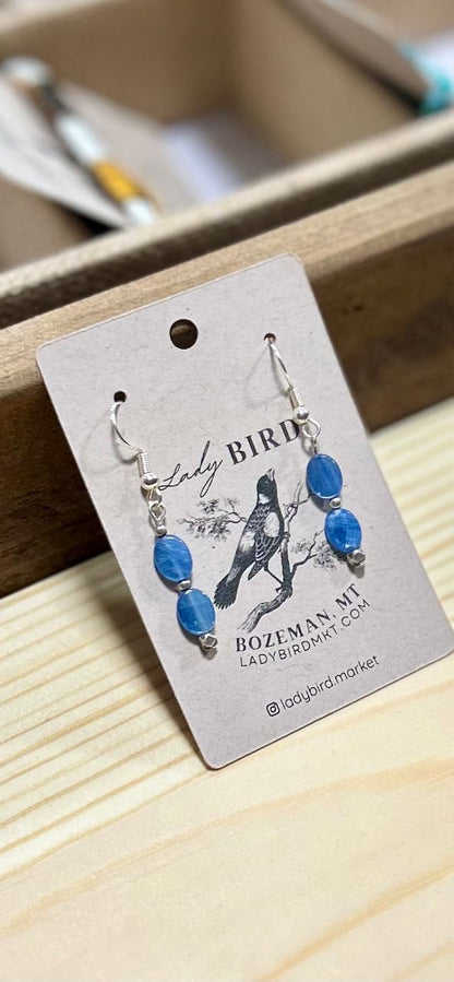 Vibrant Blue Kayanite Gemstone Dangle Earrings